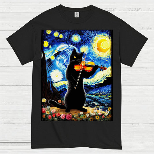 Artistic Cat Violin T Shirt