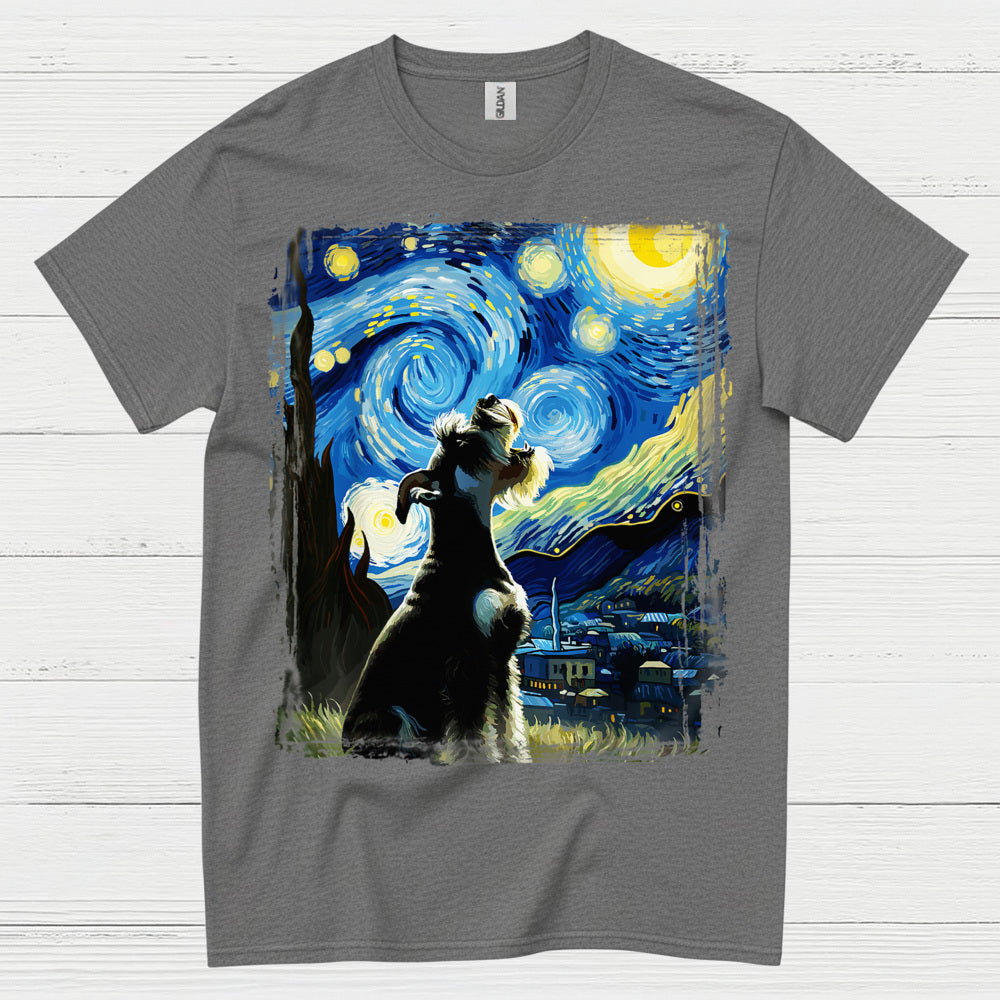 Starry Night Schnauzer Art Dog Lover T Shirt