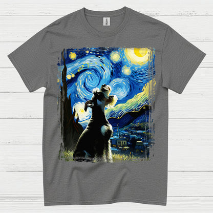 Starry Night Schnauzer Art Dog Lover T Shirt