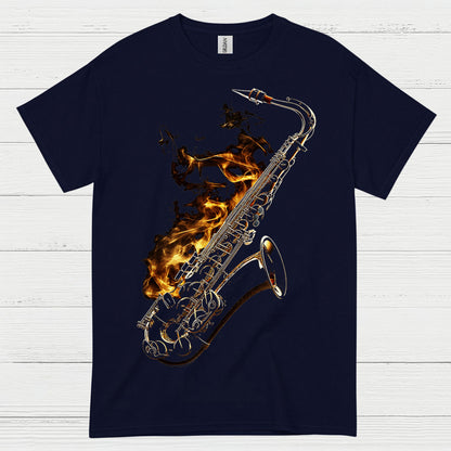 Burning Saxophone Music Art T Shirt