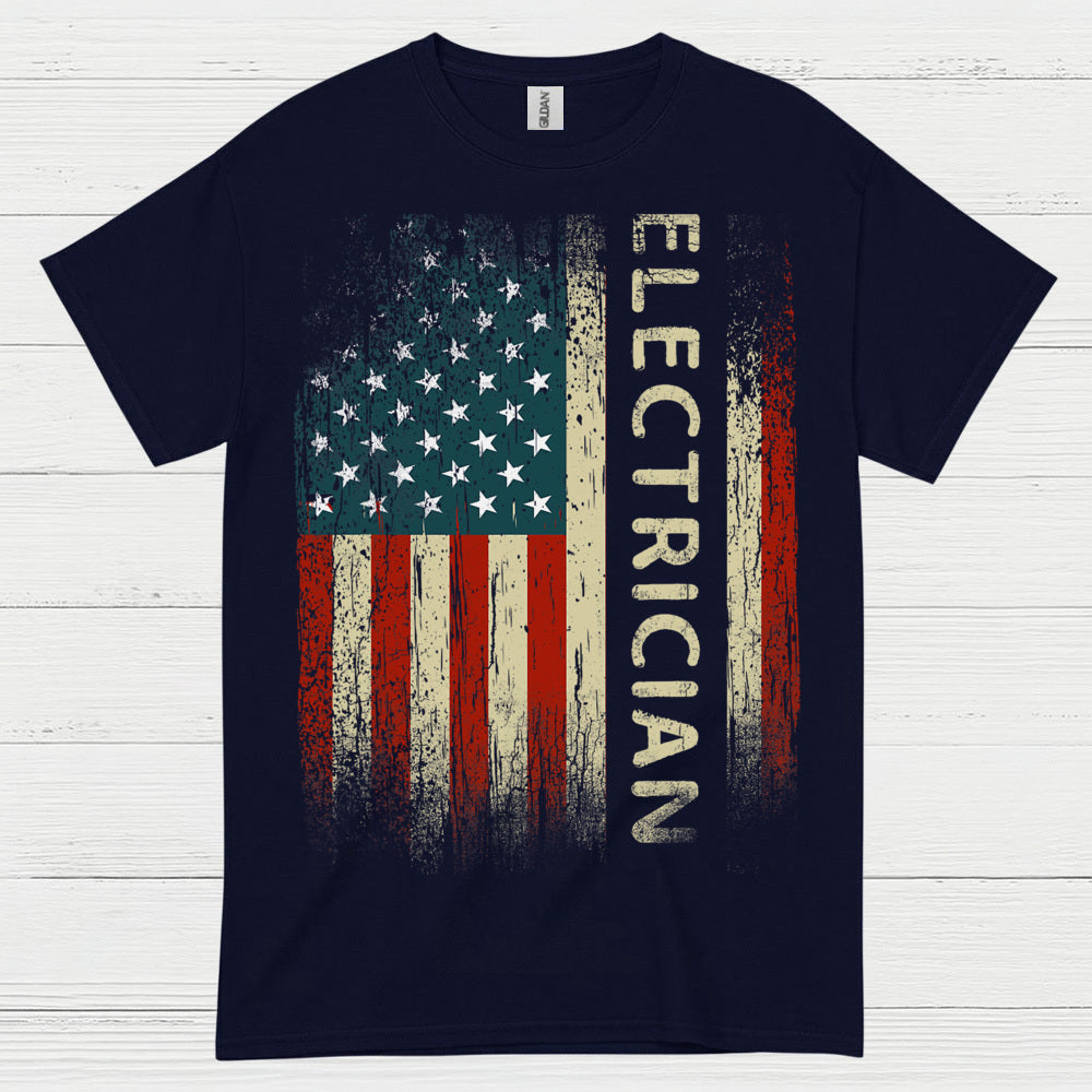Electrician American Flag T Shirt