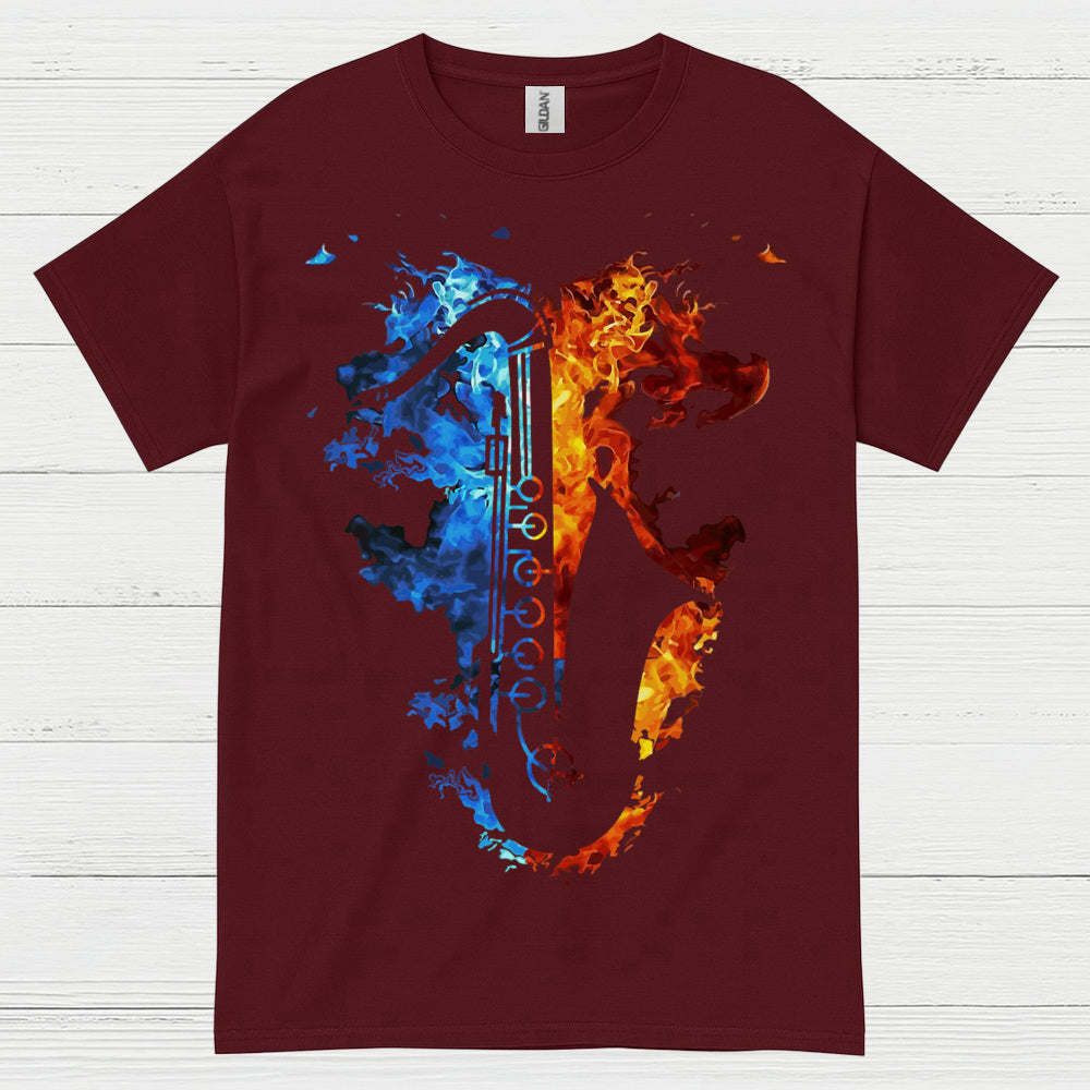 Fire And Ice Saxophone Music T Shirt