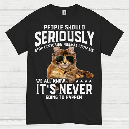 Stop Expecting Normal Cat Humor T Shirt