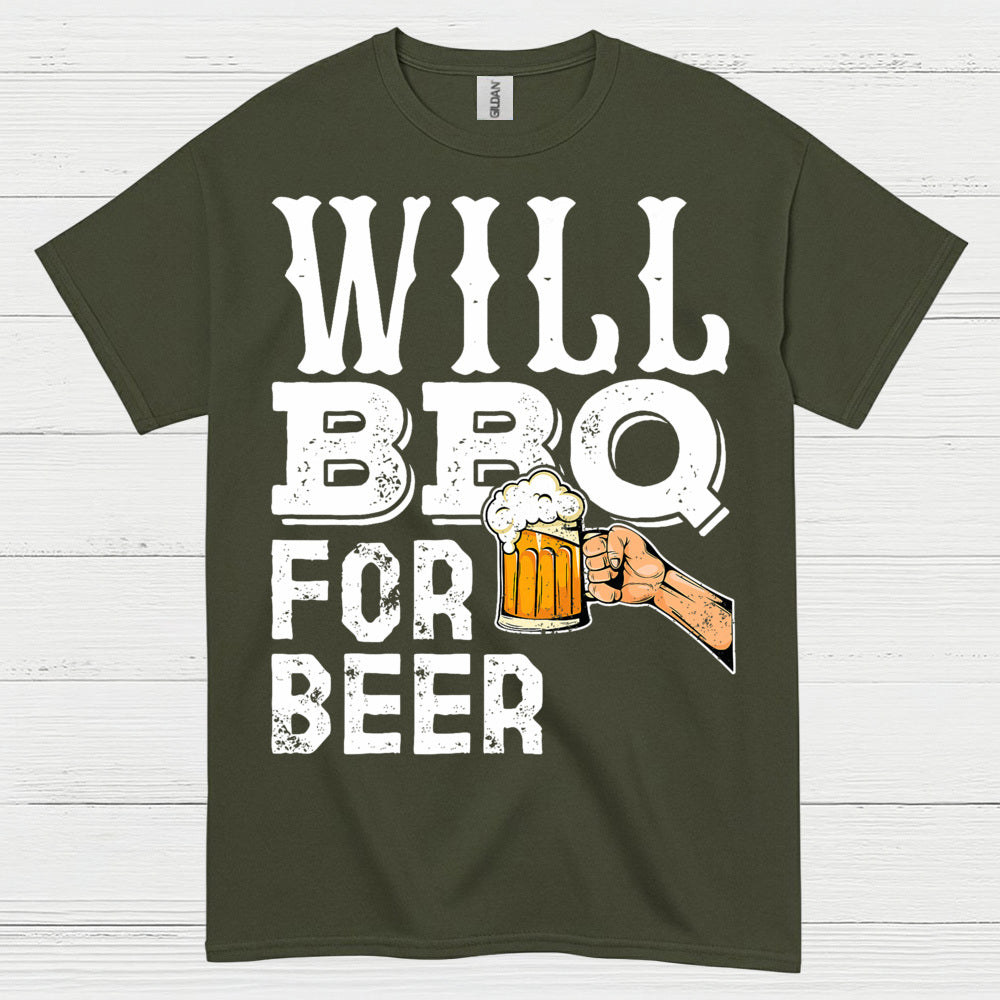 Will BBQ For Beer Funny Grill T Shirt