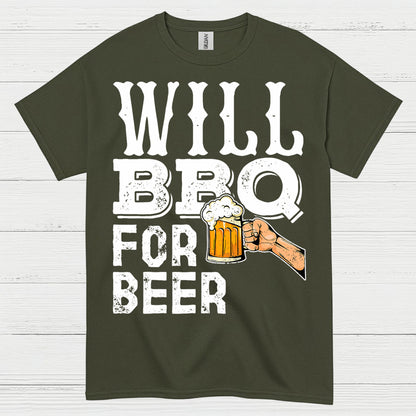 Will BBQ For Beer Funny Grill T Shirt