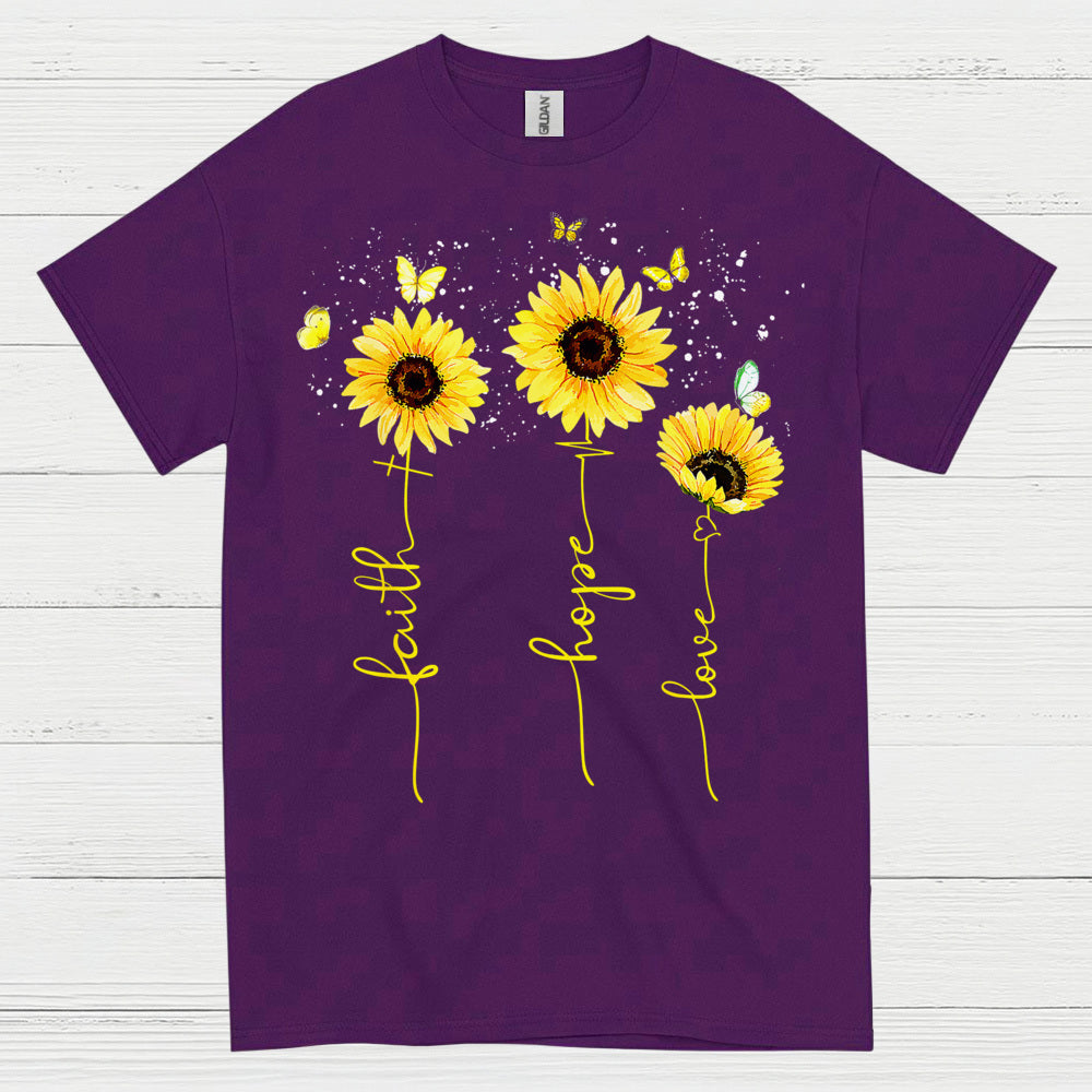 Faith Hope Love Sunflower Christian T Shirt