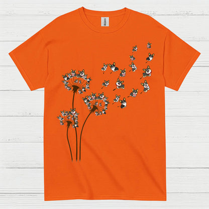 Corgi Dandelion Whimsical Art T Shirt
