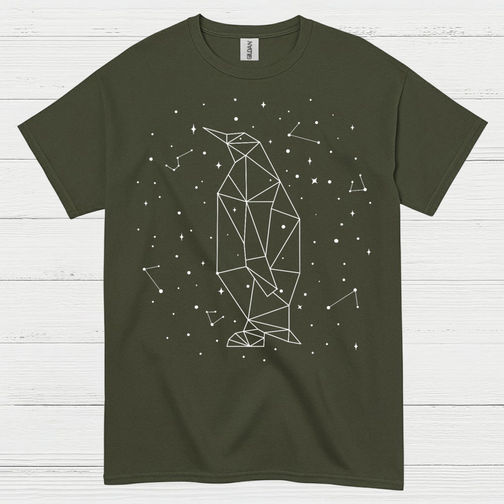 Geometric Penguin Constellation Minimal Art T Shirt