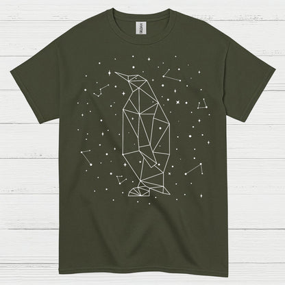 Geometric Penguin Constellation Minimal Art T Shirt