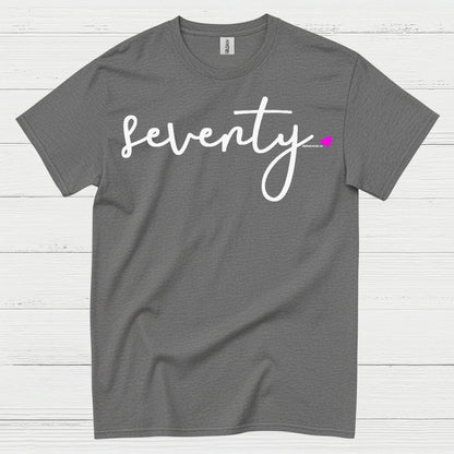 Seventy Minimal Script Birthday T Shirt