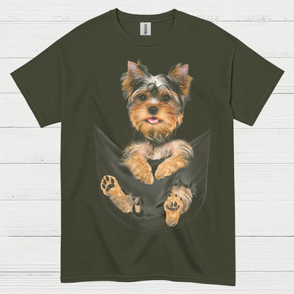 Cute Pocket Yorkie Puppy Dog Lover T Shirt