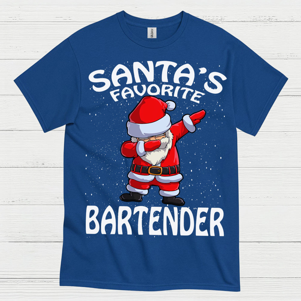 Santas Favorite Bartender Christmas T Shirt