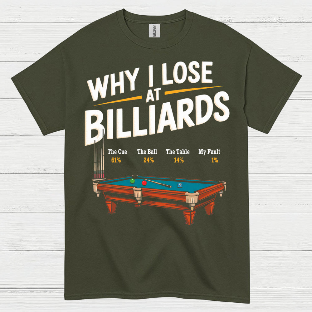 Why I Lose At Billiards Pool Humor T Shirt