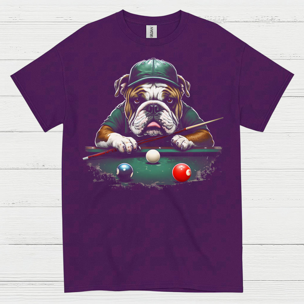 Bulldog Playing Pool Graphic T Shirt