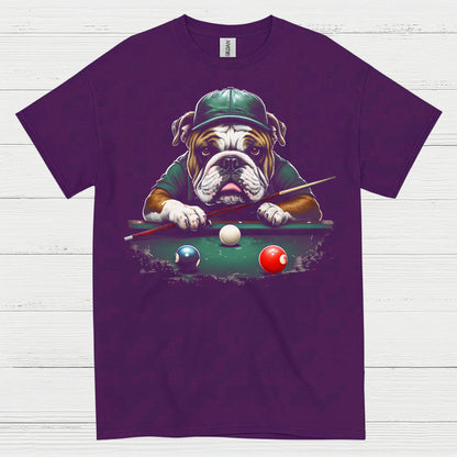 Bulldog Playing Pool Graphic T Shirt