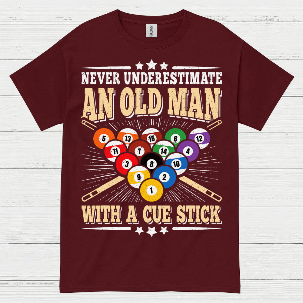 Never Underestimate An Old Man Pool T Shirt