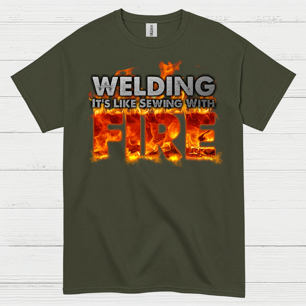 Welding Sewing With Fire T Shirt