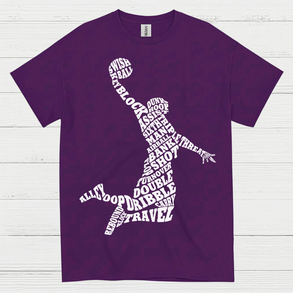 Basketball Word Art Dunk Silhouette T Shirt