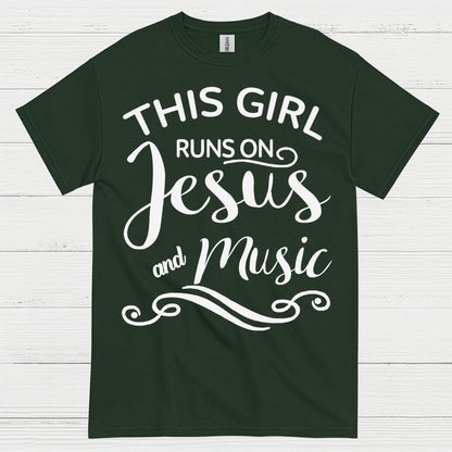 This Girl Runs On Jesus Music T Shirt