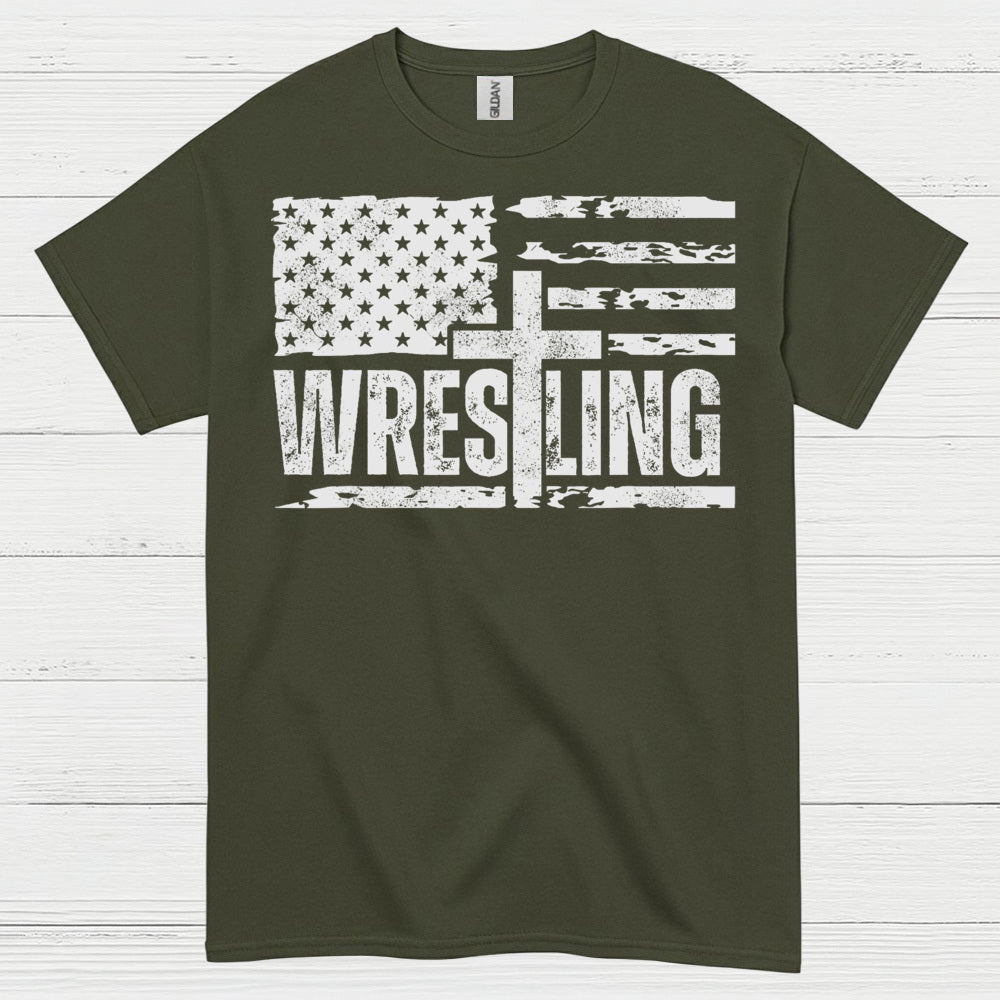 Wrestling American Flag T Shirt