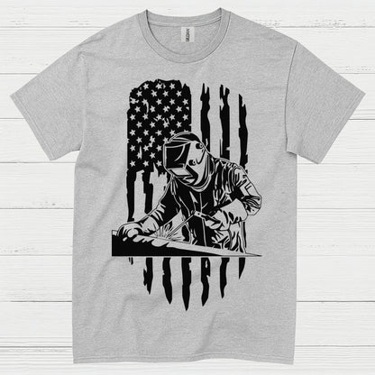 American Flag Welder T Shirt