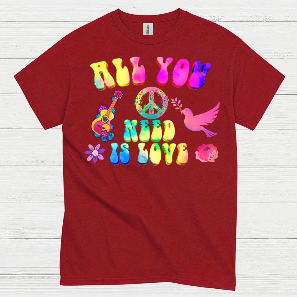 All You Need Is Love Retro Hippie T Shirt