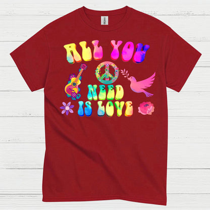 All You Need Is Love Retro Hippie T Shirt
