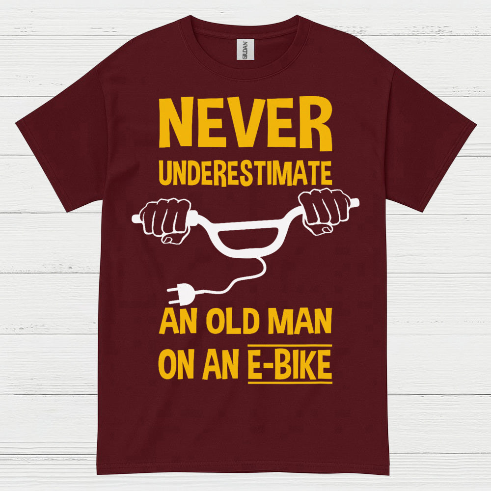 Never Underestimate Old Man E Bike T Shirt