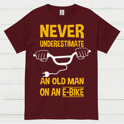 Never Underestimate Old Man E Bike T Shirt