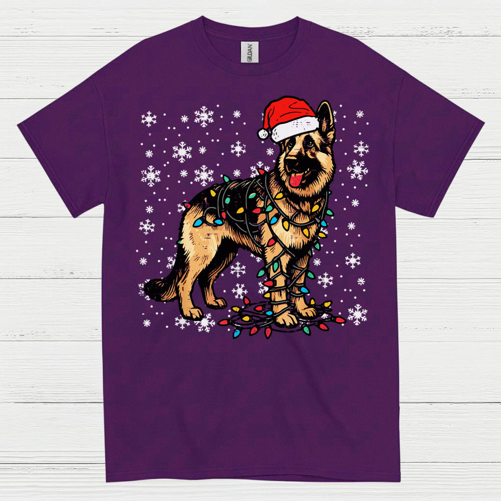 German Shepherd Christmas Lights T Shirt