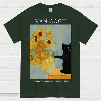 Classic Sunflowers Cat Art T Shirt
