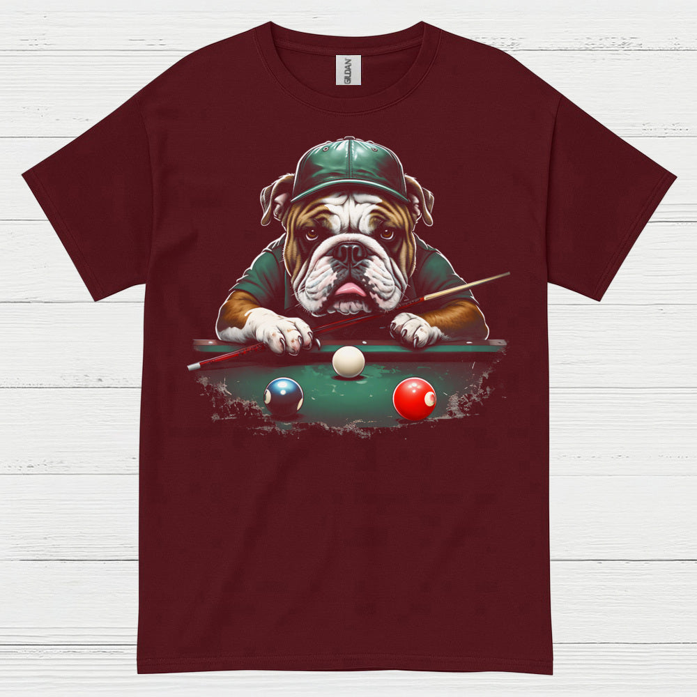Bulldog Playing Pool Graphic T Shirt