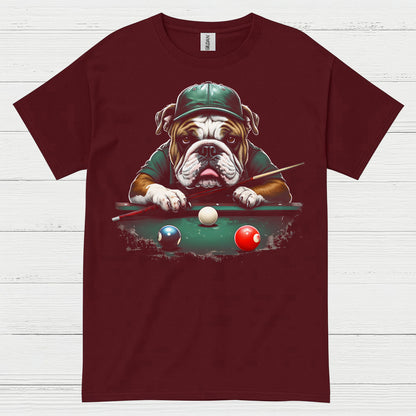 Bulldog Playing Pool Graphic T Shirt