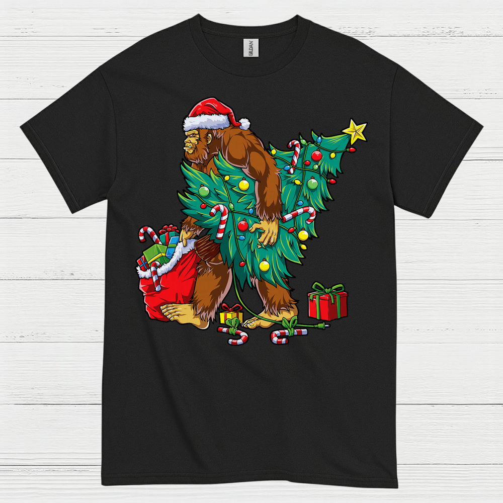 Funny Bigfoot Christmas Tree T Shirt
