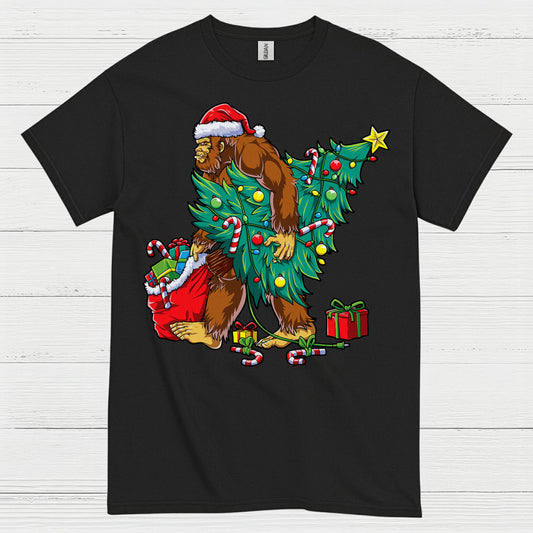 Funny Bigfoot Christmas Tree T Shirt