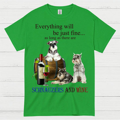 Schnauzers And Wine Funny Dog Lover T Shirt