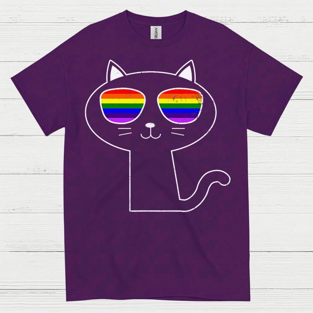 Rainbow Sunglasses Cat Pride T Shirt
