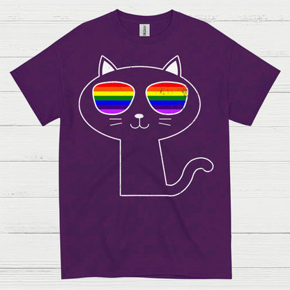 Rainbow Sunglasses Cat Pride T Shirt