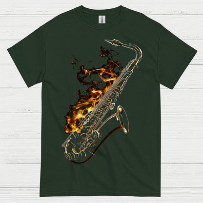 Burning Saxophone Music Art T Shirt