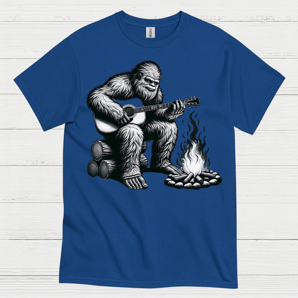 Bigfoot Playing Guitar Campfire T Shirt