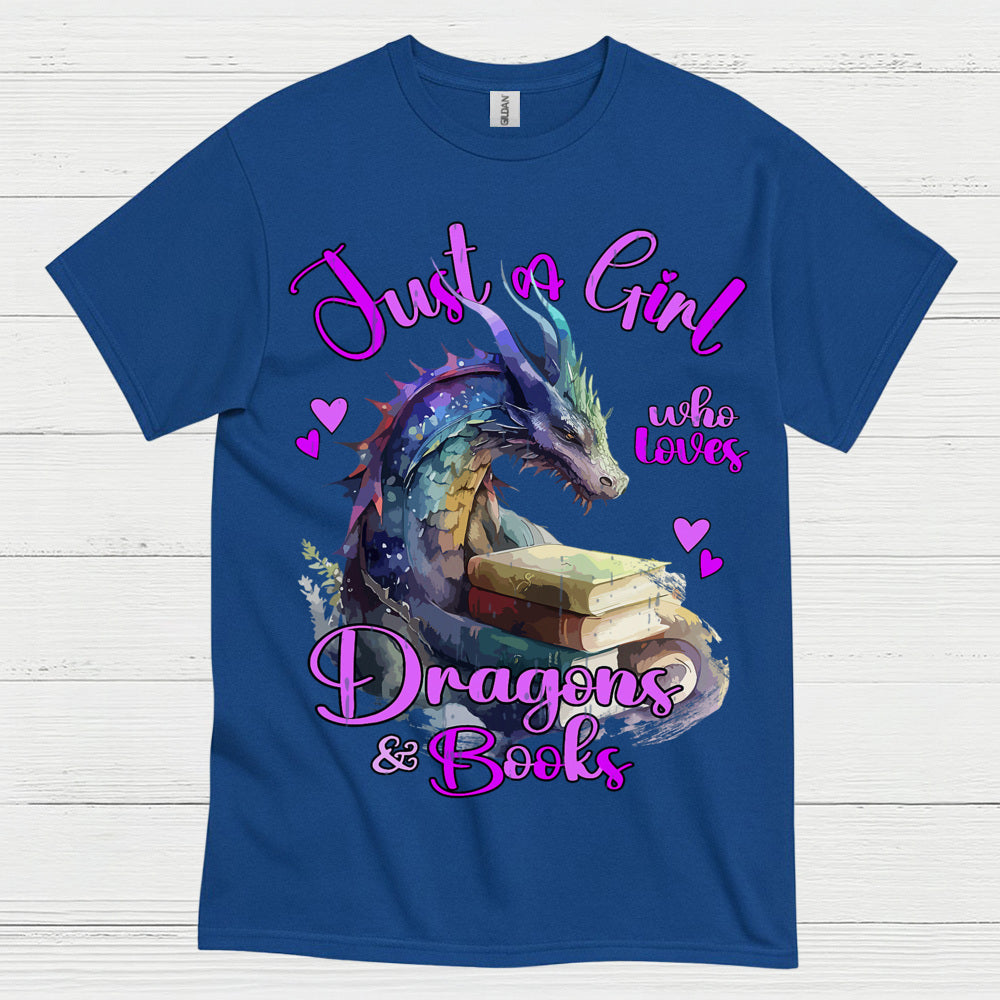 Dragon And Books Lover Girl T Shirt