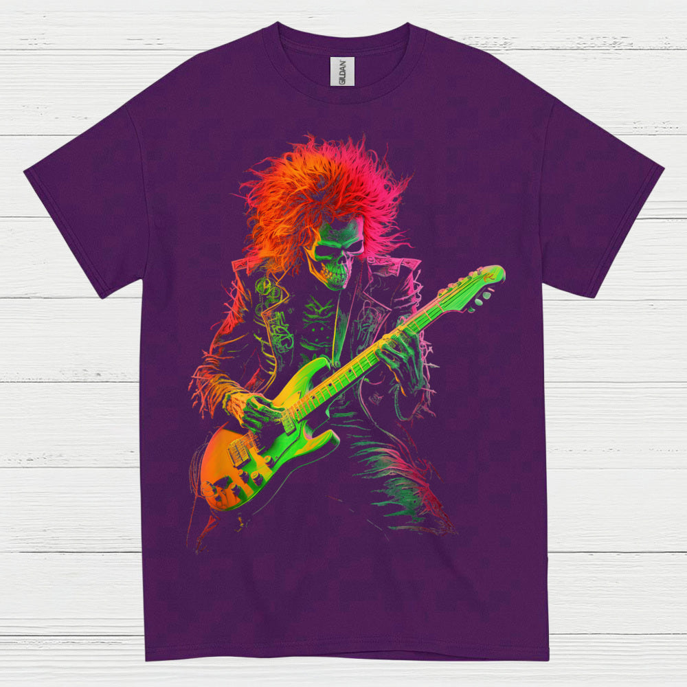 Neon Skeleton Guitarist Rock T Shirt