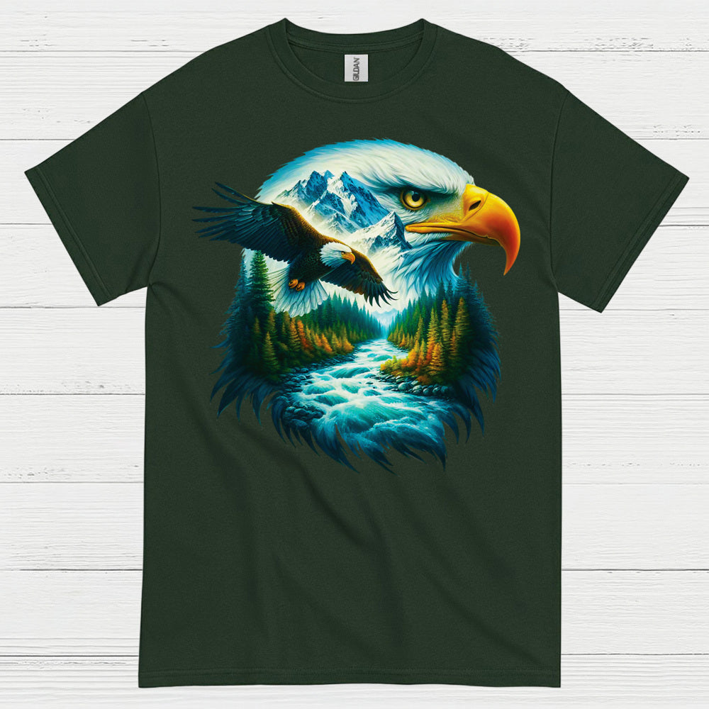 Majestic Bald Eagle Mountain River Wilderness T Shirt