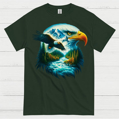 Majestic Bald Eagle Mountain River Wilderness T Shirt