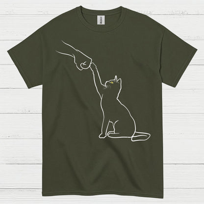 Cat High Five Minimal Line Art T Shirt
