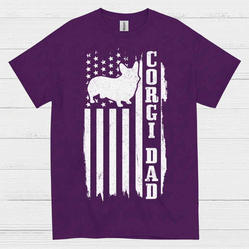 Corgi Dad American Flag T Shirt