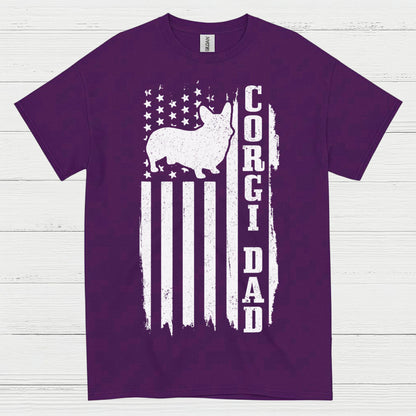 Corgi Dad American Flag T Shirt