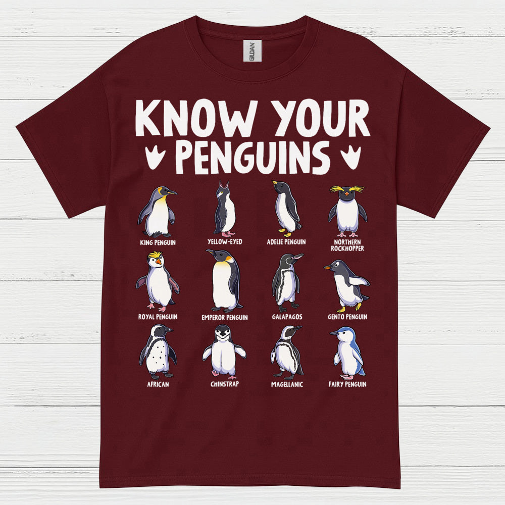 Know Your Penguins Educational Graphic T Shirt