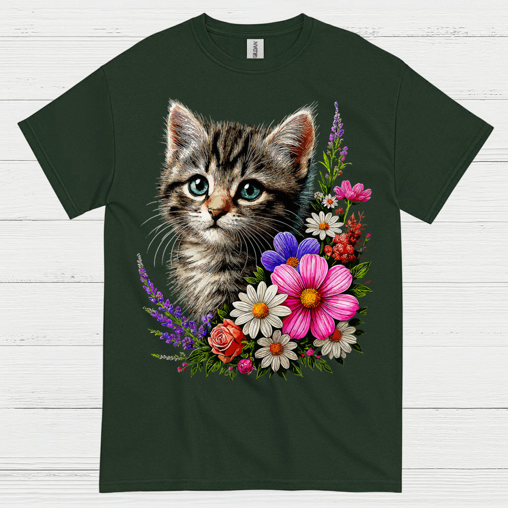 Cute Floral Cat Lover T Shirt
