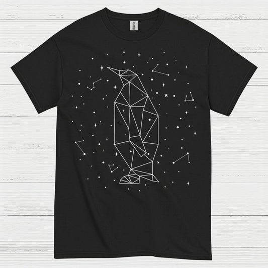 Geometric Penguin Constellation Minimal Art T Shirt